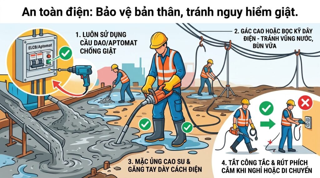 An toàn điện: Bảo vệ bản thân, tránh nguy hiểm giật.