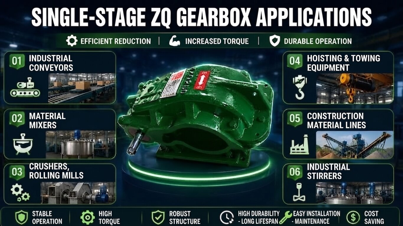 Applications of 1-stage ZQ gearboxes.