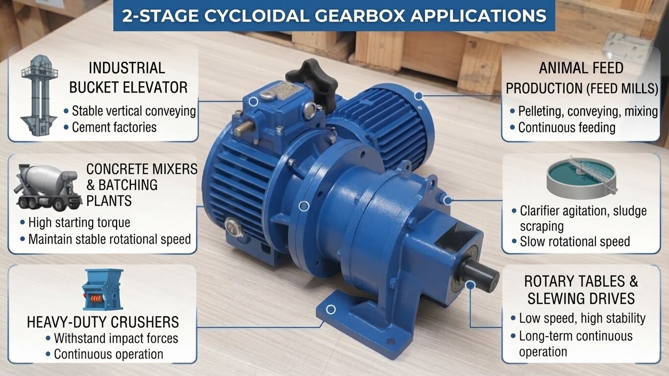 Applications of 2-stage cycloidal gearboxes.