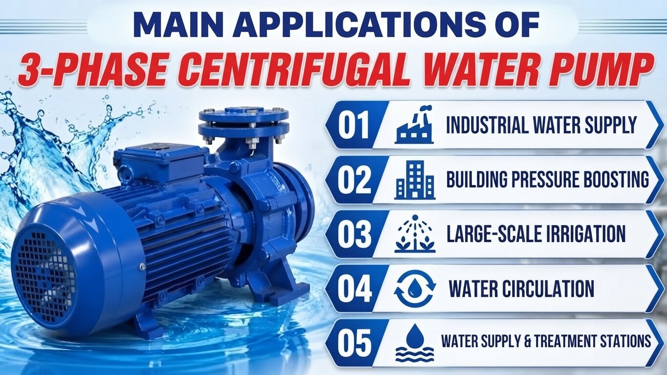 Applications of the 3-Phase Centrifugal Water Pump.