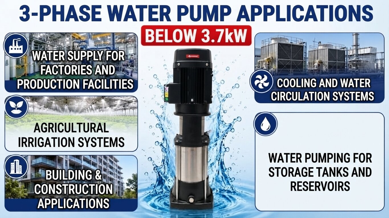 Applications of the 3-Phase water pump under 3.7kW.