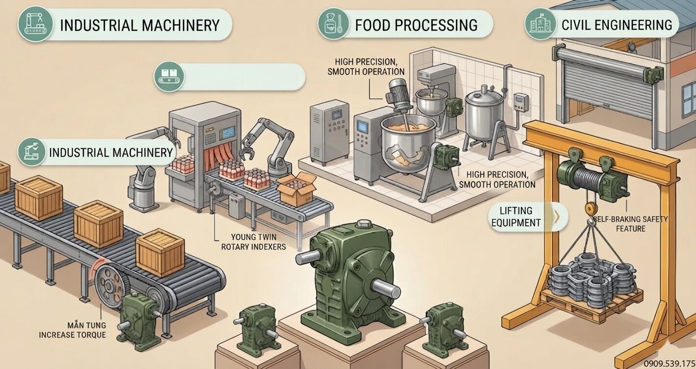 Applications of a worm gearbox
