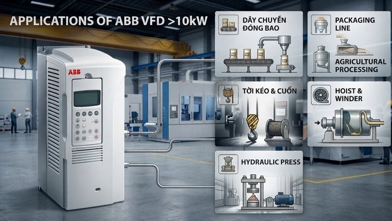 Applications of ABB Variable Frequency Drive over 10kW.
