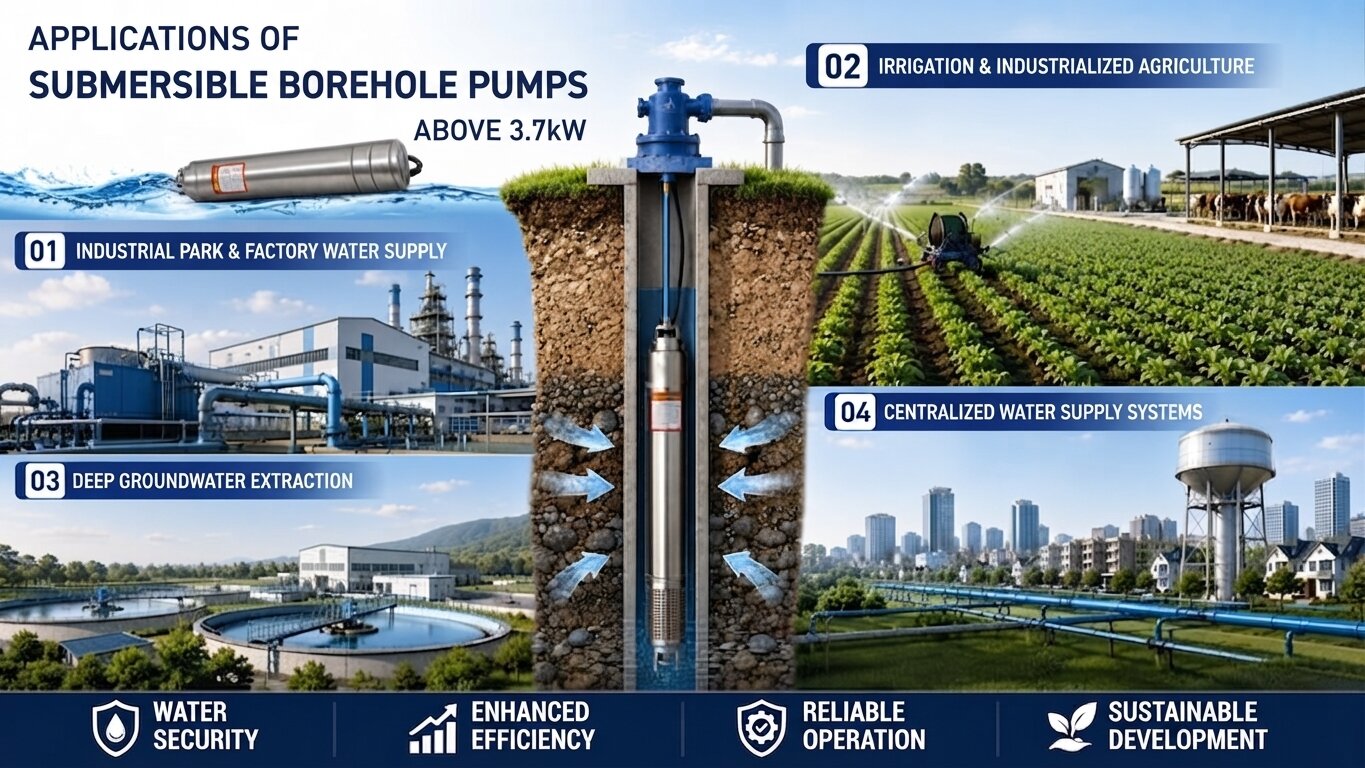 Applications of borehole pump over 3.7kW