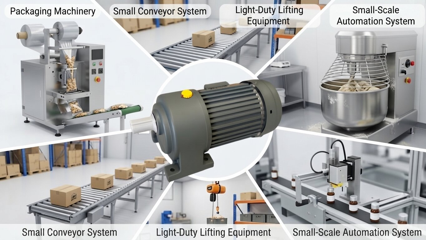 Applications of gear motors with electromagnetic brakes under 1.1kW