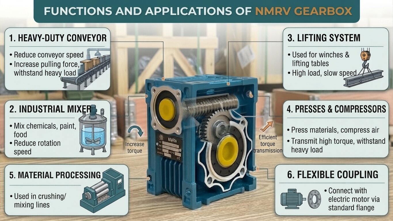 Applications of 2-stage NMRV gearbox.