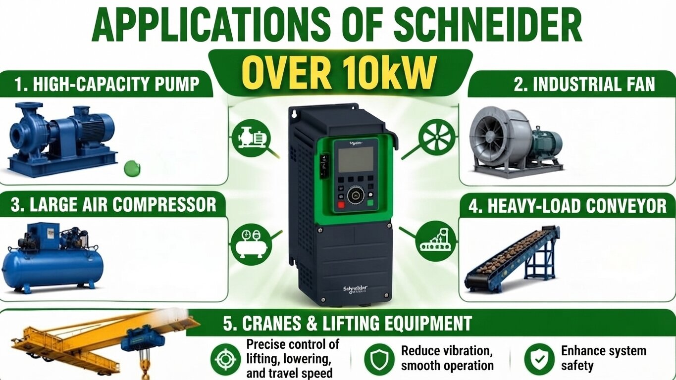 Applications of Schneider Variable Frequency Drives above 10kW.