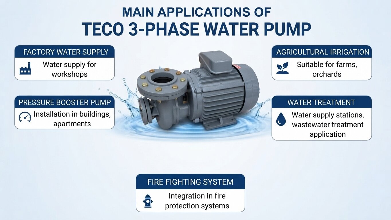 Applications of the TECO 3-Phase Water Pump.