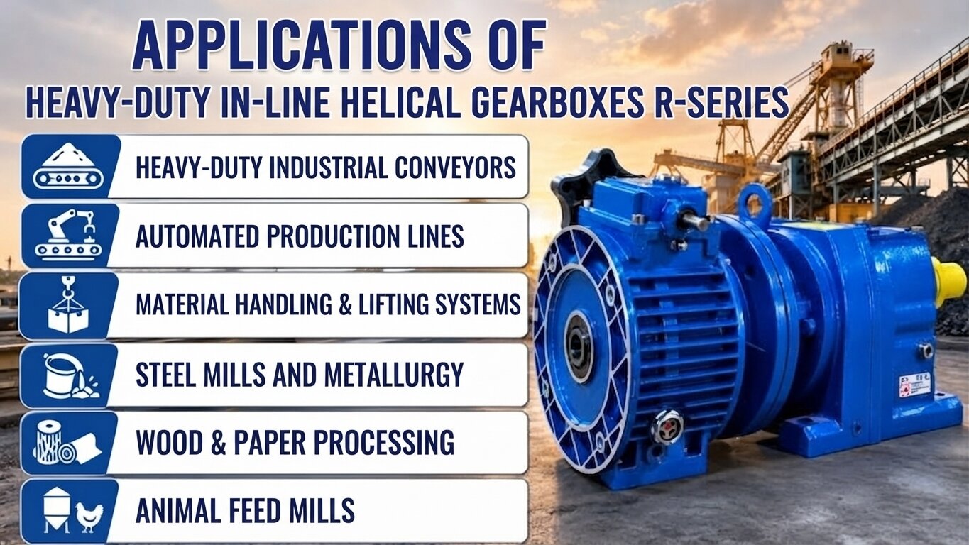 Applications of the 2-Stage Heavy Duty R-Series Inline Helical Gearbox.