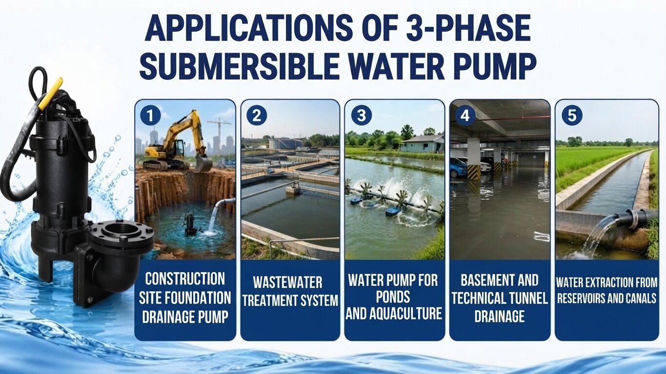 Applications of the 3-Phase Submersible Pump.