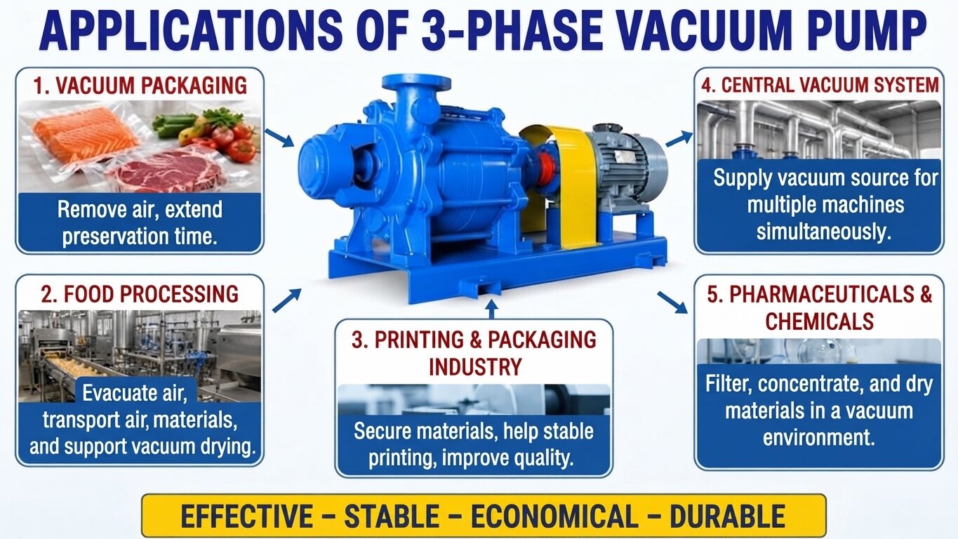 Applications of the 3-Phase Vacuum Pump.