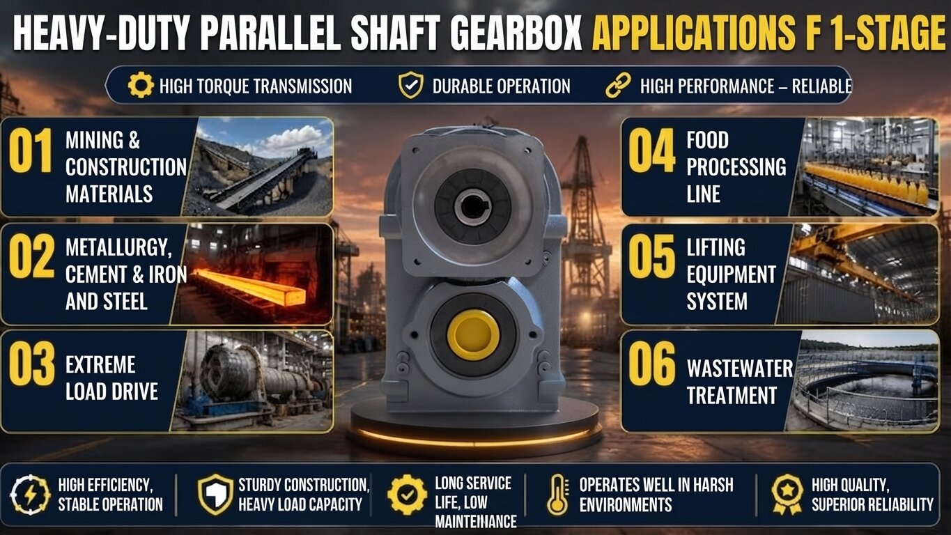 Applications of F-Series Heavy-Duty Parallel Shaft Helical Gearbox 1-Stage.