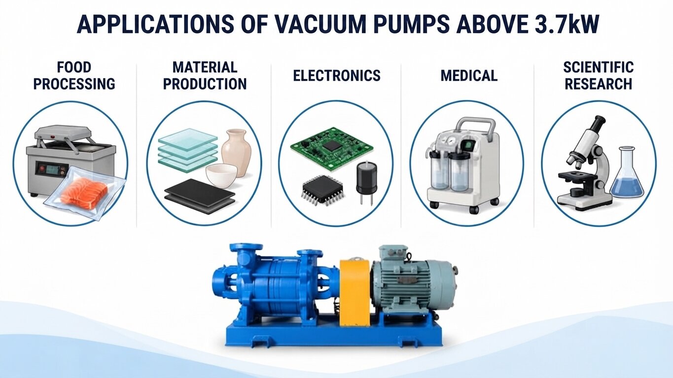 Applications of vacuum pumps above 3.7kW