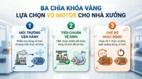 Ba chìa khóa vàng lựa chọn vỏ motor cho nhà xưởng.