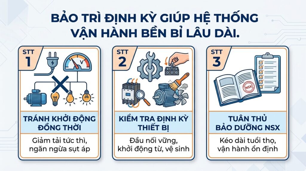 Bảo trì định kỳ giúp hệ thống vận hành bền bỉ lâu dài.