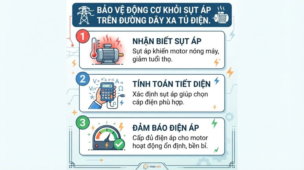 Bảo vệ động cơ khỏi sụt áp trên đường dây xa tủ điện.