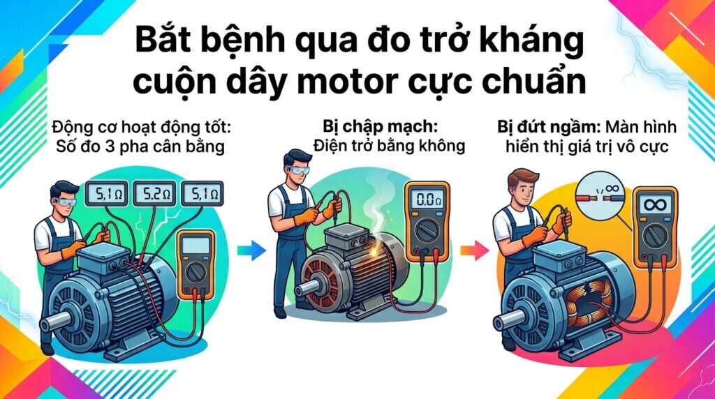 Bắt bệnh qua đo trở kháng cuộn dây motor cực chuẩn