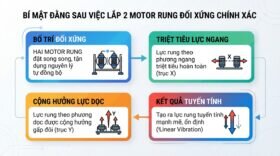 Bí mật đằng sau việc lắp 2 motor rung đối xứng chính xác.