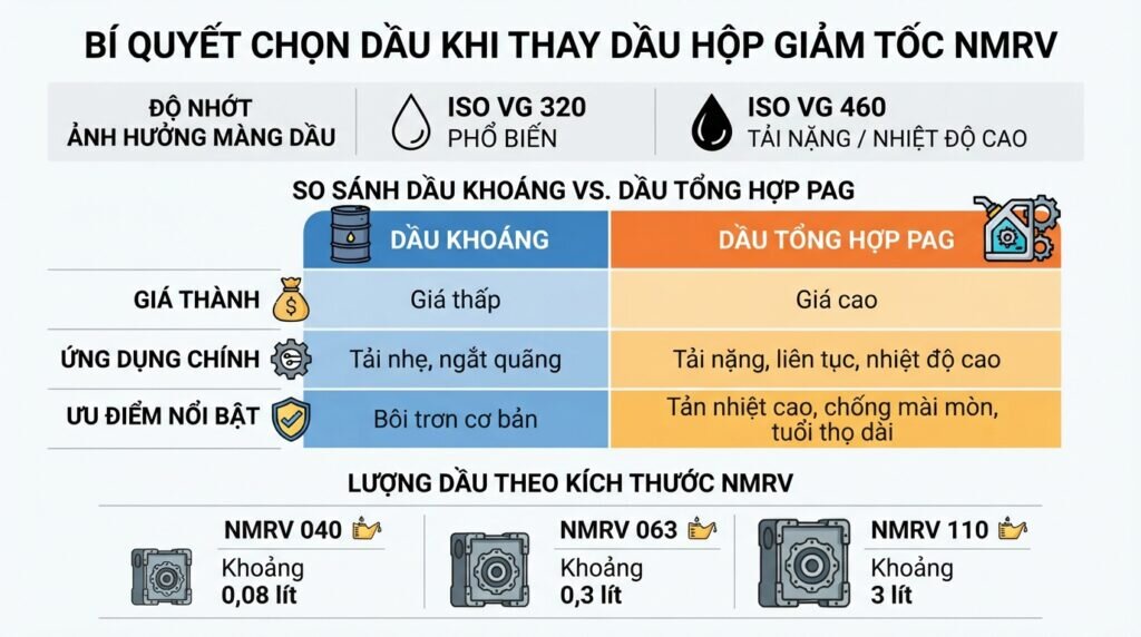 Bí quyết chọn dầu khi thay dầu hộp giảm tốc NMRV.