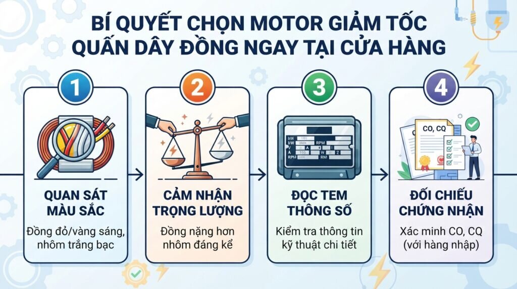 Bí quyết chọn motor giảm tốc quấn dây đồng ngay tại cửa hàng.