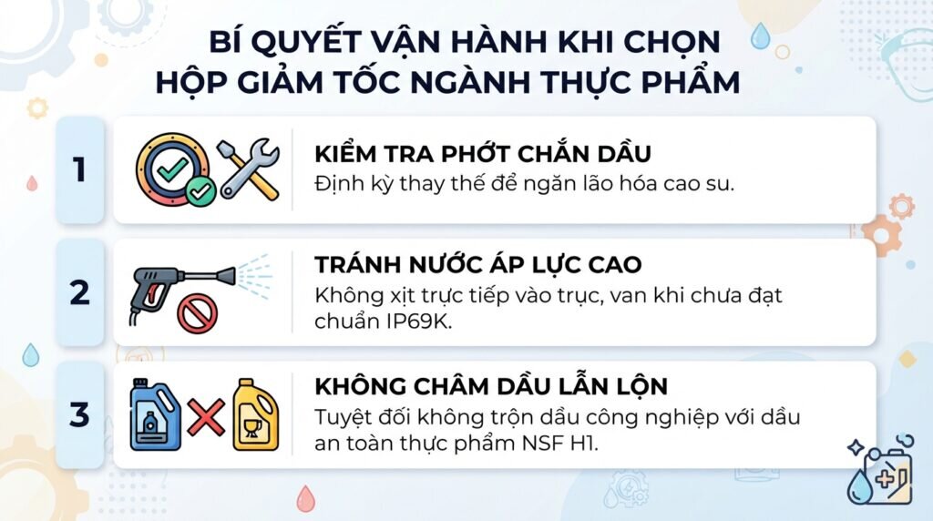 Bí quyết vận hành khi chọn hộp giảm tốc ngành thực phẩm.
