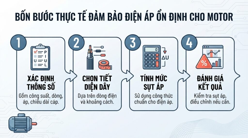 Bốn bước thực tế đảm bảo điện áp ổn định cho motor.