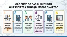 Các bước đo đạc chuyên sâu giúp kiểm tra tụ ngậm motor giảm tốc.