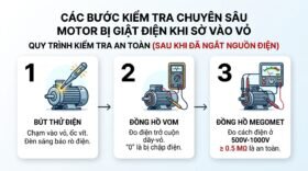 Các bước kiểm tra chuyên sâu motor bị giật điện khi sờ vào vỏ.