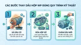 Các bước thay dầu hộp WP đúng quy trình kỹ thuật.