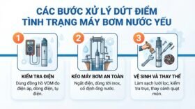 Các bước xử lý dứt điểm tình trạng máy bơm nước yếu.