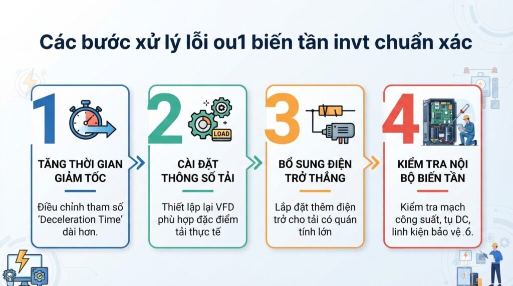 Các bước xử lý lỗi ou1 biến tần invt chuẩn xác