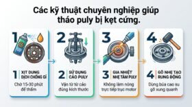 Các kỹ thuật chuyên nghiệp giúp tháo puly bị kẹt cứng.