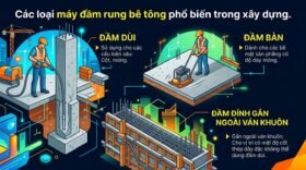 Các loại máy đầm rung bê tông phổ biến trong xây dựng.
