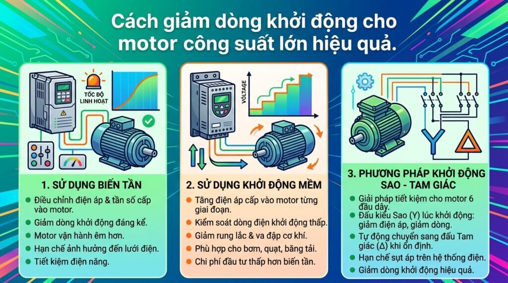 Cách giảm dòng khởi động cho motor công suất lớn hiệu quả.