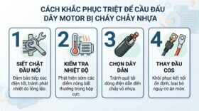 Cách khắc phục triệt để cầu đấu dây motor bị cháy chảy nhựa.