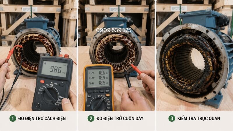 Kiểm tra stator trước khi sửa chữa giúp đánh giá chính xác tình trạng hư hỏng