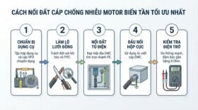 Cách nối đất cáp chống nhiễu motor biến tần tối ưu nhất.