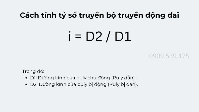 Cách tính tỷ số truyền bộ truyền động đai puly và dây cu roa.
