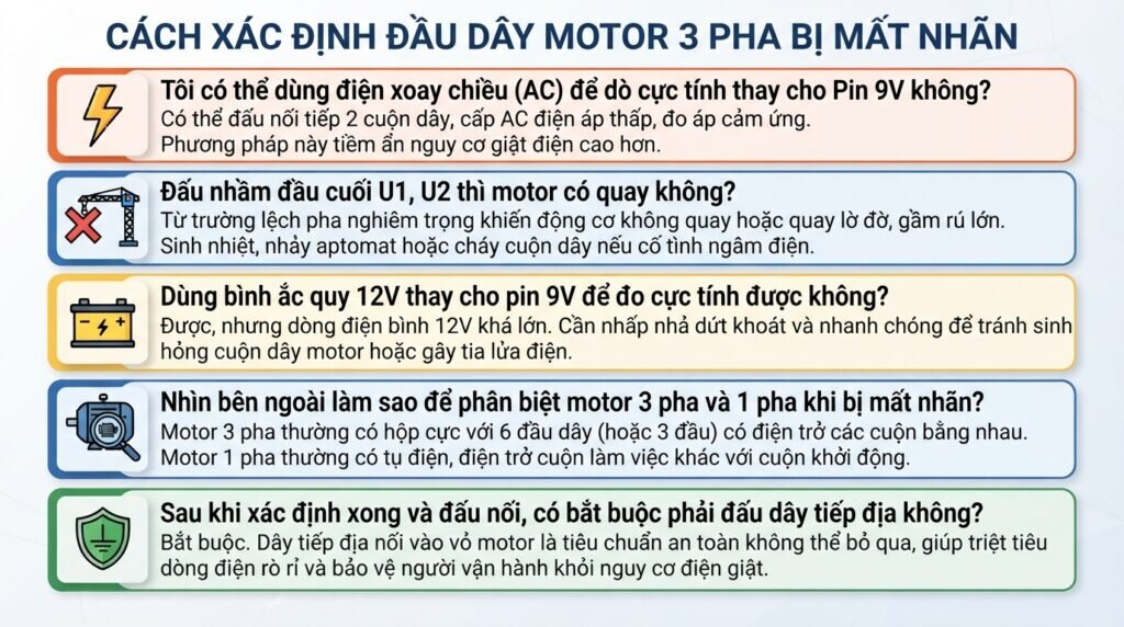 cách xác định đầu dây motor 3 pha bị mất nhãn