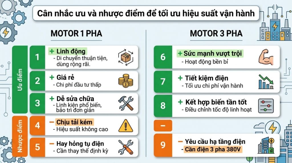 Cân nhắc ưu và nhược điểm để tối ưu hiệu suất vận hành.