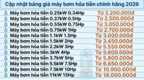 Cập nhật bảng giá máy bơm hỏa tiễn chính hãng 2026.