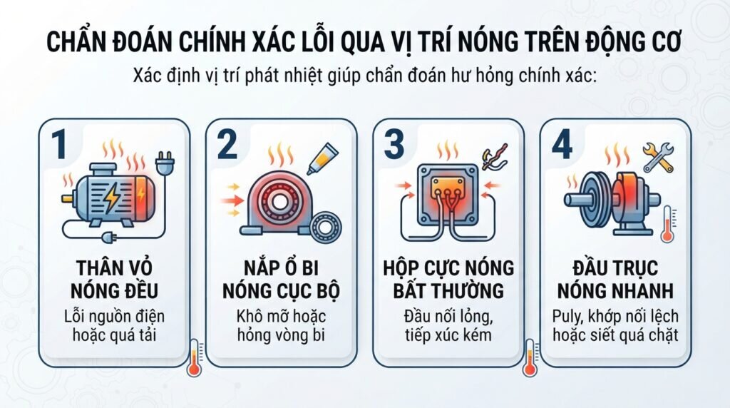 Chẩn đoán chính xác lỗi qua vị trí nóng trên động cơ.
