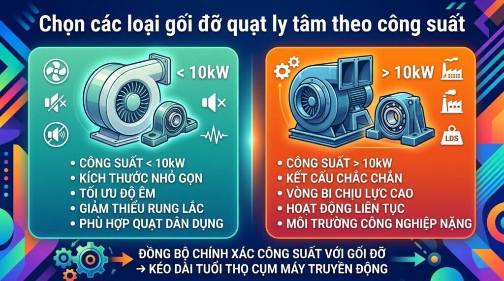 Chọn các loại gối đỡ quạt ly tâm theo công suất