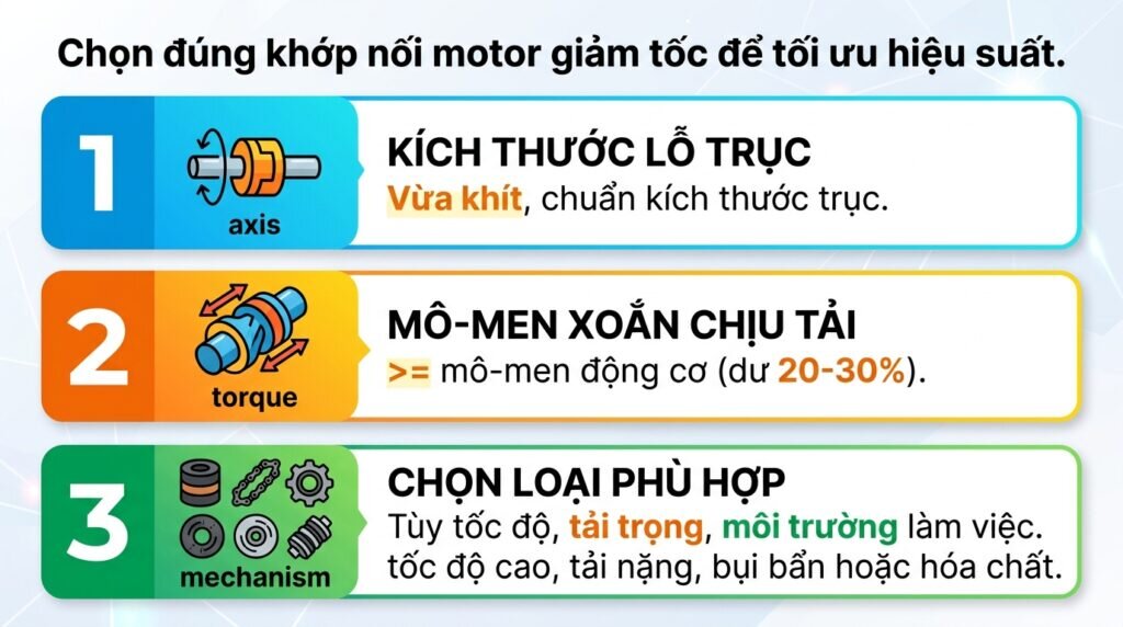 Chọn đúng khớp nối motor giảm tốc để tối ưu hiệu suất.