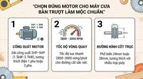 Chọn đúng motor cho máy cưa bàn trượt làm mộc chuẩn.