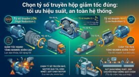 Chọn tỷ số truyền hộp giảm tốc đúng: tối ưu hiệu suất, an toàn hệ thống.
