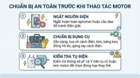 Chuẩn bị an toàn trước khi thao tác motor.