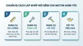 Chuẩn bị cách lắp khớp nối mềm cho motor giảm tốc.