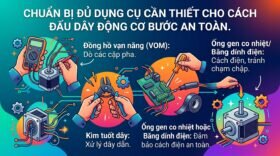 Chuẩn bị đủ dụng cụ cần thiết cho cách đấu dây động cơ bước an toàn.