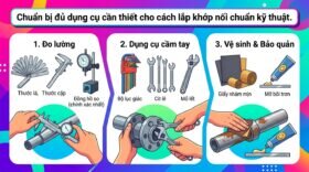 Chuẩn bị đủ dụng cụ cần thiết cho cách lắp khớp nối chuẩn kỹ thuật.